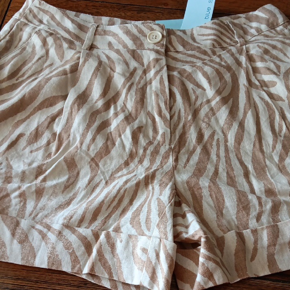 Blue Sol. Tan and Cream Zebra Print Women's Shorts